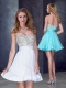 Hot Sale Short Sweetheart White Prom Dress with Beading in Organza