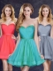 Low Price Turquoise Short Prom Dress with Belt