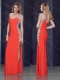One Shoulder Red Prom Dress with Beading and Appliques