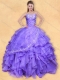 Big Puffy Applique Eggplant Purple Sweet 16 Dress in Organza