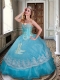 New Arrivals Ball Gown Baby Blue Sweet 16 Dress with Appliques and Beading