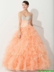 Princess Orange Sweet 16 Gown with Beading and Ruffles