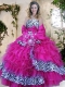 Strapless Zebra and Hot Pink Sweet 16 Dresses with Ruffles and Bowknot