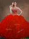 Ball Gown Beaded and Ruffles 15th Birthday Gowns in Red