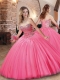 Cheap Beaded Bodice Really Puffy Quinceanera Dress in Hot Pink