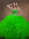 Cheap Classical Spring Green Quinceanera Gowns with Beading and Ruffles