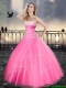 Classical Really Puffy Pink Quinceanera Gowns with Beading and Appliques