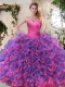 Eggplant Purple and Pink 15th Birthday Dress with Ruffled Layers