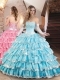 Elegant Organza 15th Birthday Dress with Beading and Ruffled Layers