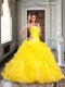 Fashionable Princess Yellow Sweet 16 Dress with Beading and Ruffles