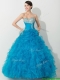 Princess Baby Blue 15th Birthday Gown with Beading and Ruffles