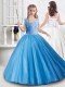 Gorgeous Really Puffy Tulle Beaded Little Girl Pageant Dresses with Straps