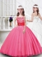 Lovely Tulle Straps Beaded Mini Quinceanera DresLittle Girl Pageant Dresses s with Lace Up