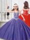 Modest Straps Beaded Little Girl Pageant Dresses in Tulle
