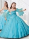 New Arrivals Puffy Skirt Straps Aqua Blue Little Girl Pageant Dresses in Organza