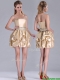 Beautiful Strapless Beaded and Bubble Short Dama Dress in Champagne