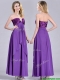 Cheap Beaded Decorated V Neck Chiffon Prom Dress in Eggplant Purple