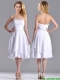 Cheap Strapless Chiffon White Prom Dress with Ruched Decorated Bust