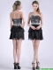 Cheap Sweetheart Black Short Prom Dress in Sequins and Chiffon