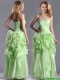 Classical Beaded and Bubble Organza Dama Dress in Yellow Green