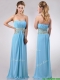 Discount Beaded Decorated Waist and Ruched Bodice Prom Dress in Aqua Blue Discount Beaded Decorated Waist and Ruched Bodice Prom Dress in Aqua Blue