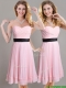 Discount Empire Pleated and Black Belted Dama Dress in Baby Pink  Discount Empire Pleated and Black Belted Dama Dress in Baby Pink