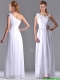Elegant Empire Hand Crafted Side Zipper White Dama Dress with One Shoulder  Elegant Empire Hand Crafted Side Zipper White Dama Dress with One Shoulder
