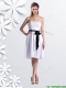 Elegant Empire Strapless Ruched and Be-ribboned White Prom Dress in Chiffon