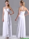 Fashionable Empire One Shoulder Chiffon Side Zipper White Dama Dress with Beading  Fashionable Empire One Shoulder Chiffon Side Zipper White Dama Dress with Beading