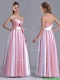 Hot Sale Bowknot Strapless White and Pink Prom Dress with Side Zipper