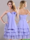 Hot Sale Ruffled Layers and Handcrafted Flower Prom Dress in Lavender