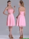 Latest Side Zipper Strapless Pink Short Prom Dress with Beaded Bodice
