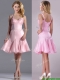 Lovely Beaded Bust Straps Short Prom Dress in Baby Pink