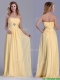 Lovely Empire Yellow Long Prom Dress with Beading and Ruching