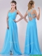 Luxurious Straps Criss Cross Beaded Long Prom Dress in Baby Blue