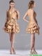 Most Popular Halter Top Champagne Prom Dress with Bubbles and Bowknot