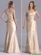 New Column Beaded Decorated One Shoulder Prom Dress in Champagne