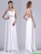 New Style Beaded Top and Waist White Prom Dress with Criss Cross