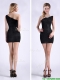 New Style Black One Shoulder Column Prom Dress with Zipper Up