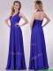 New Style Halter Top Zipper Up Long Prom Dress in Blue