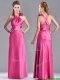 New Style Hand Crafted Flowers Hot Pink Dama Dress with Criss Cross