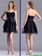 New Style Tulle Black Short Prom Dress with Beading and Belt