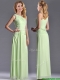 Pretty One Shoulder Side Zipper Yellow Green Prom Dress with Ruching