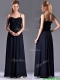 Simple Empire Straps Chiffon Ruching Navy Blue Prom Dress for Holiday