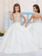 Ball Gown Halter Tulle Beading Little Girl Pageant Dress in White