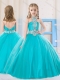 Sweet Ball Gown Halter Beading Aqua Blue Little Girl Pageant Dress in Tulle  Sweet Ball Gown Halter Beading Aqua Blue Little Girl Pageant Dress in Tulle