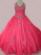 2016 Fashionable Beaded and Applique Little Girl Pageant Dress with V Neck