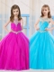 Beautiful Ball Gowns Scoop Fuchsia and Aqua Blue Mini Quinceanera Dress in Tulle