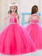 Beautiful Princess Pierced Hot Pink Mini Quinceanera Dress with Scoop