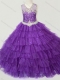 Classical Beaded and Ruffled Layers Mini Quinceanera Dress in Purple